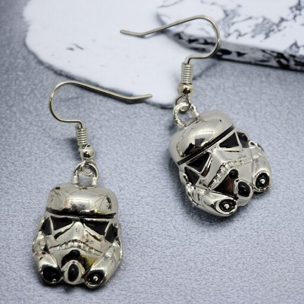 Star Wars Stormtrooper 3D Dangle Earrings Silver Disney Cosplay Costume Gift - Picture 5 of 6